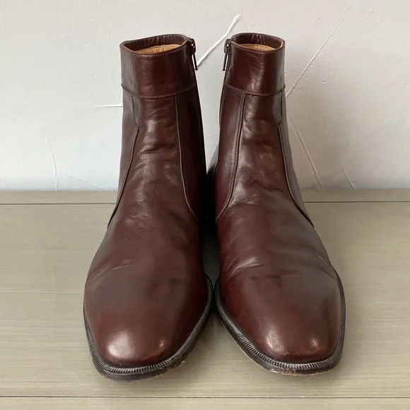 Nordstrom Mens Italian Made Soft Supple Leather Regalo Boots side Zip Size 11 - Picture 2 of 16